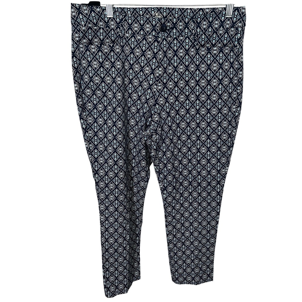 St John's‎ Bay Navy Blue Patterned Pants Button Zip Women's Size 12P